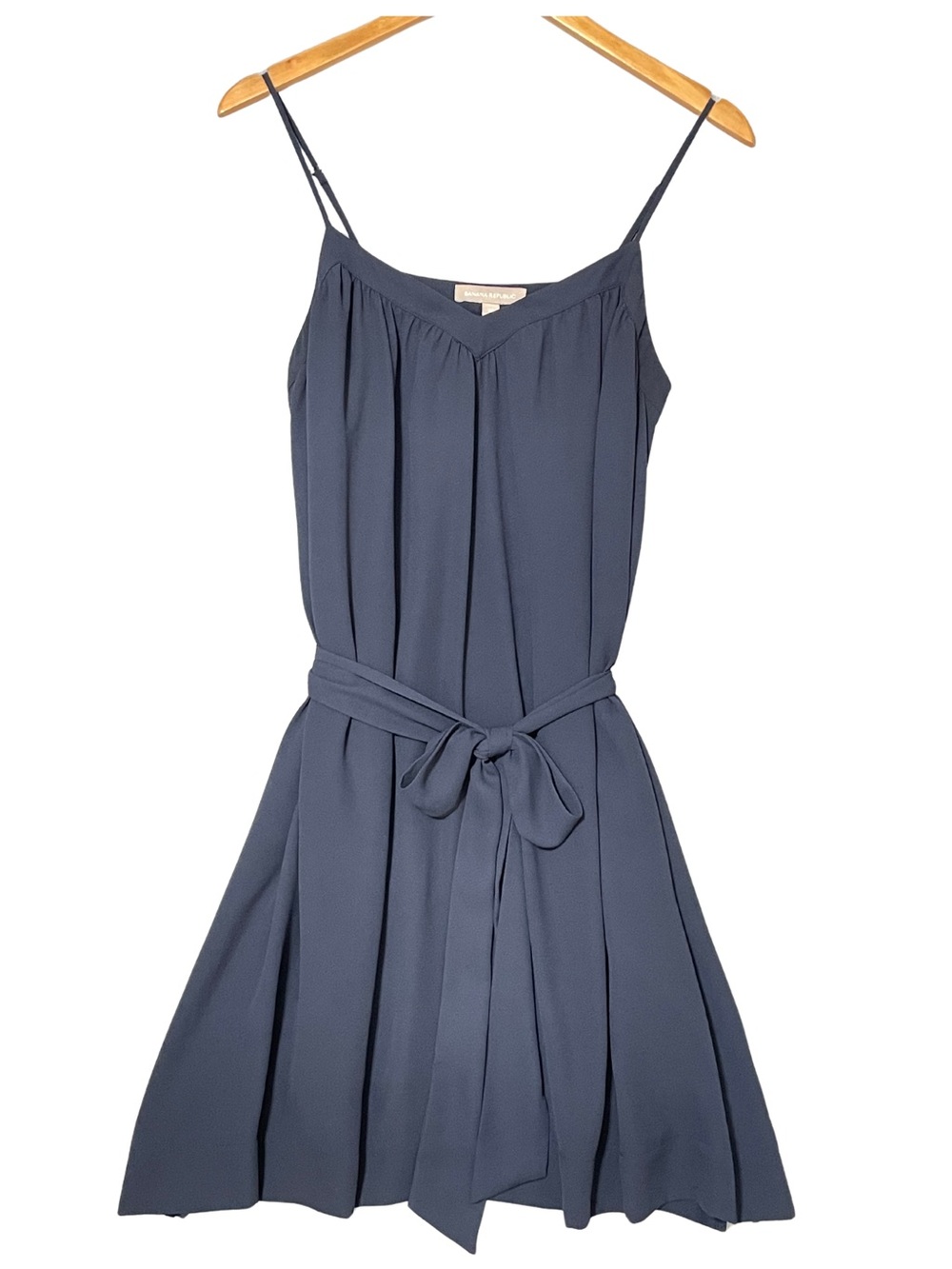 Banana Republic Navy Blue Fit & Flare Dress 8P Petite Tie Waist